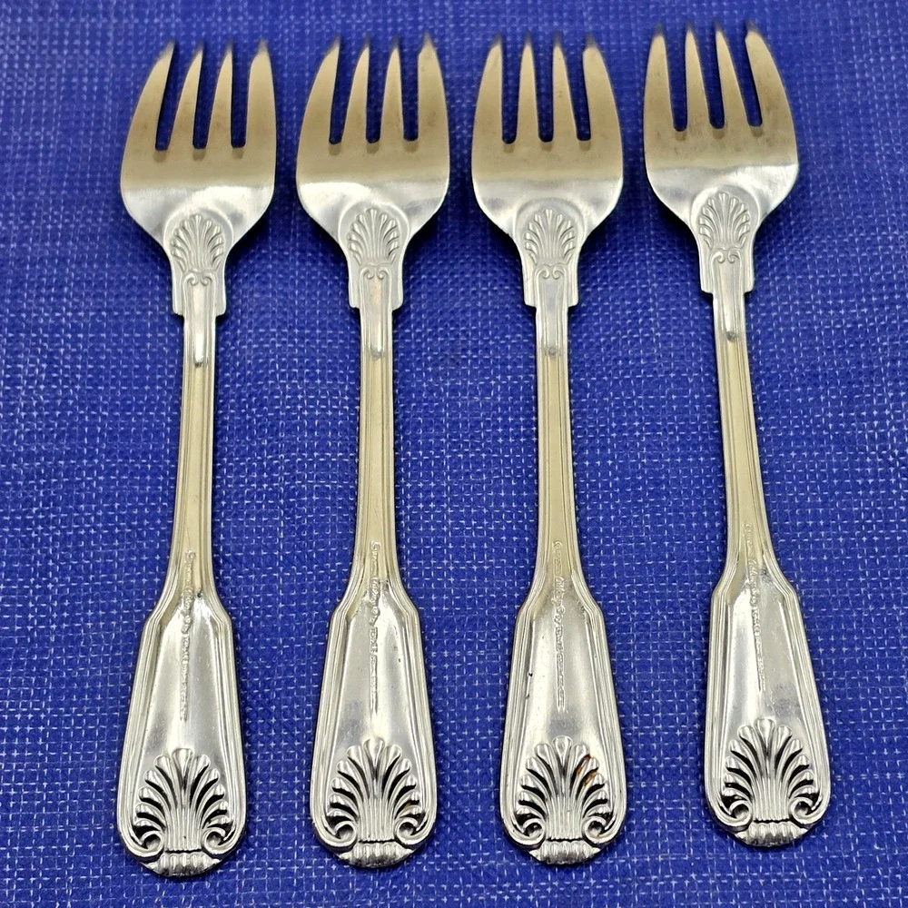 Towle London Shell Salad / Dessert Fork JAPAN Stainless Flatware Set Of 4 VTG